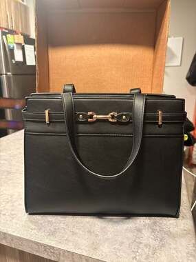 Sam Edelman Loraine Leather Box Tote Bag with Horsebit Hardware